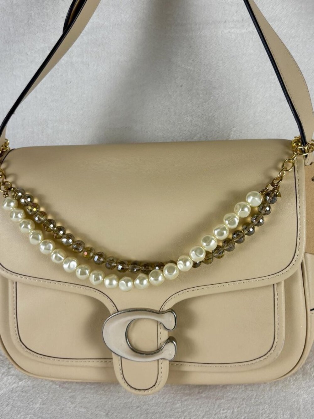 Coach Tabby Messenger Bag in Chalk with Chain